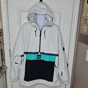 Quiksilver High Altitude Steeze Snow White Black Blue Teal  Ski Jacket Size Xl